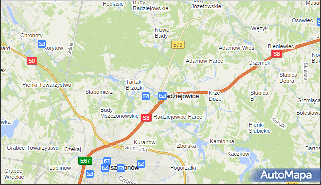 mapa Radziejowice, Radziejowice na mapie Targeo
