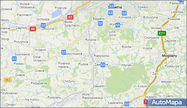 mapa Radziszów, Radziszów na mapie Targeo