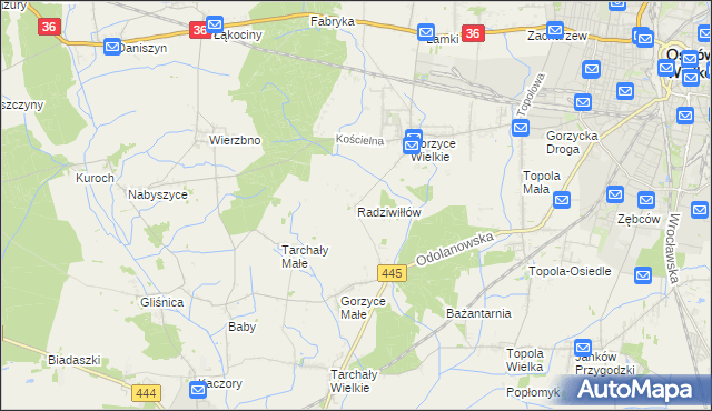 mapa Radziwiłłów gmina Ostrów Wielkopolski, Radziwiłłów gmina Ostrów Wielkopolski na mapie Targeo