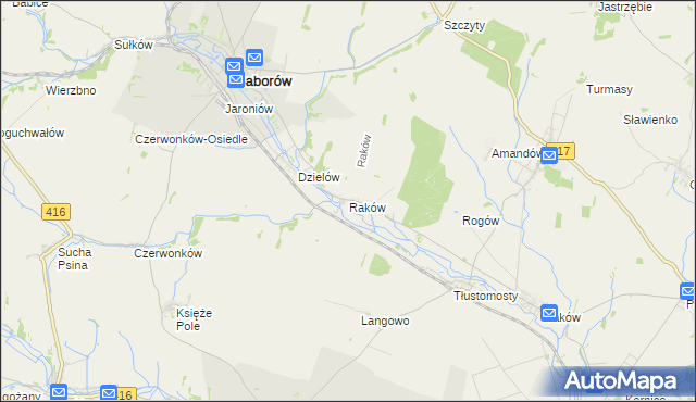 mapa Raków gmina Baborów, Raków gmina Baborów na mapie Targeo