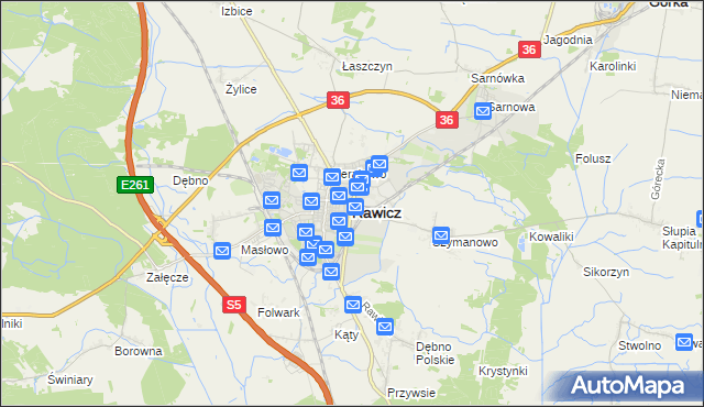 mapa Rawicz, Rawicz na mapie Targeo