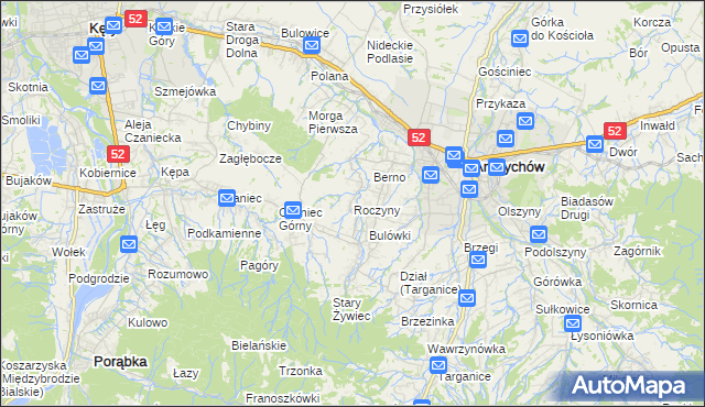 mapa Roczyny, Roczyny na mapie Targeo