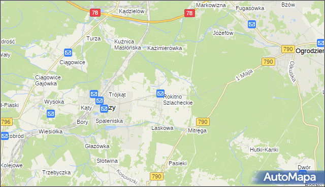 mapa Rokitno Szlacheckie, Rokitno Szlacheckie na mapie Targeo