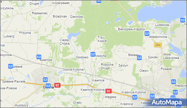 mapa Rosocha gmina Golina, Rosocha gmina Golina na mapie Targeo