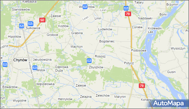 mapa Rososz gmina Chynów, Rososz gmina Chynów na mapie Targeo