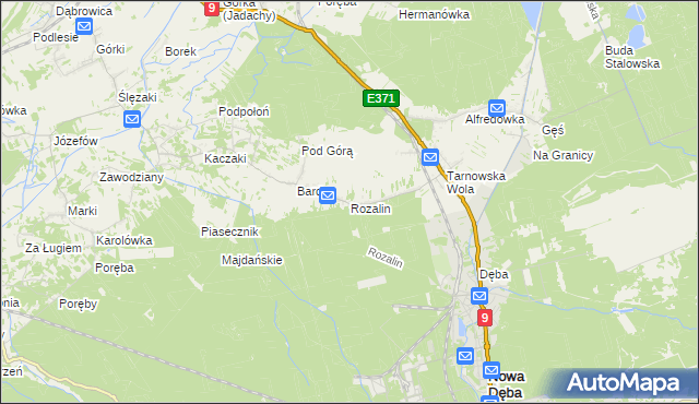 mapa Rozalin gmina Nowa Dęba, Rozalin gmina Nowa Dęba na mapie Targeo