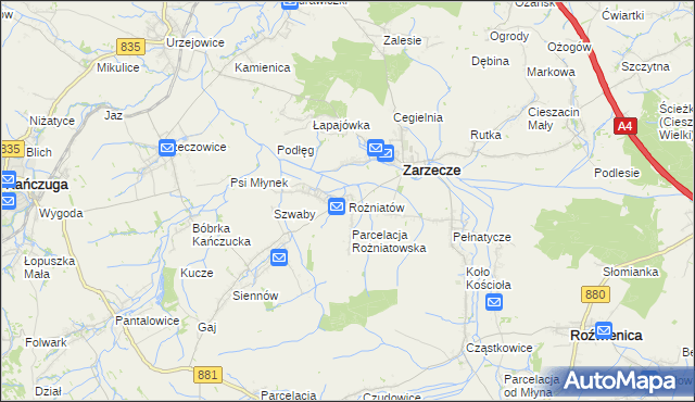 mapa Rożniatów gmina Zarzecze, Rożniatów gmina Zarzecze na mapie Targeo