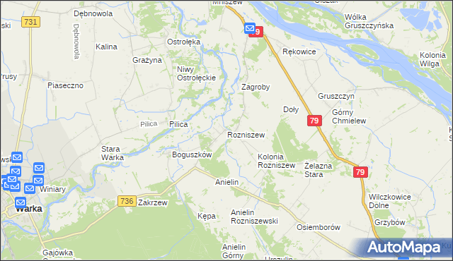 mapa Rozniszew, Rozniszew na mapie Targeo