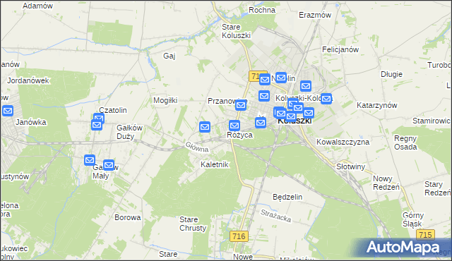 mapa Różyca, Różyca na mapie Targeo