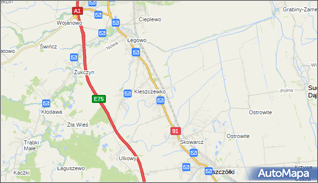 mapa Różyny, Różyny na mapie Targeo