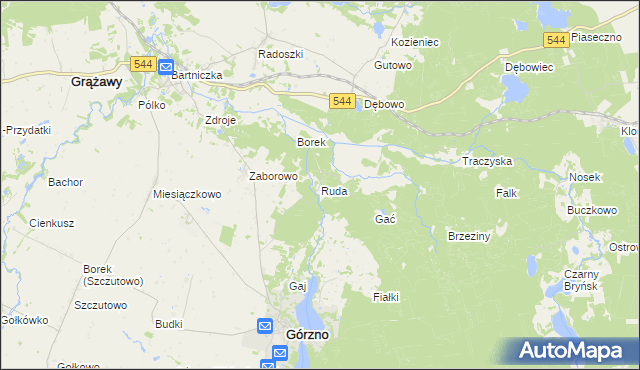 mapa Ruda gmina Górzno, Ruda gmina Górzno na mapie Targeo