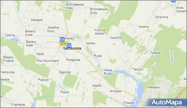 mapa Ruda gmina Serokomla, Ruda gmina Serokomla na mapie Targeo