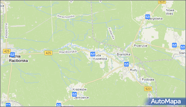 mapa Ruda Kozielska, Ruda Kozielska na mapie Targeo
