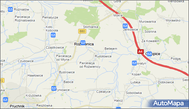 mapa Rudołowice, Rudołowice na mapie Targeo