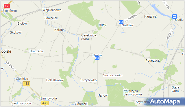 mapa Rusko gmina Jaraczewo, Rusko gmina Jaraczewo na mapie Targeo