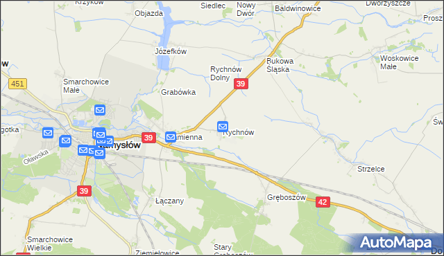 mapa Rychnów gmina Namysłów, Rychnów gmina Namysłów na mapie Targeo
