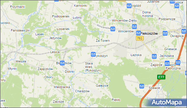 mapa Rykoszyn, Rykoszyn na mapie Targeo