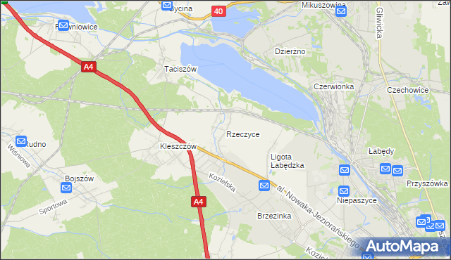 mapa Rzeczyce gmina Rudziniec, Rzeczyce gmina Rudziniec na mapie Targeo