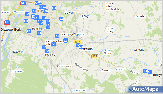 mapa Rzekuń, Rzekuń na mapie Targeo