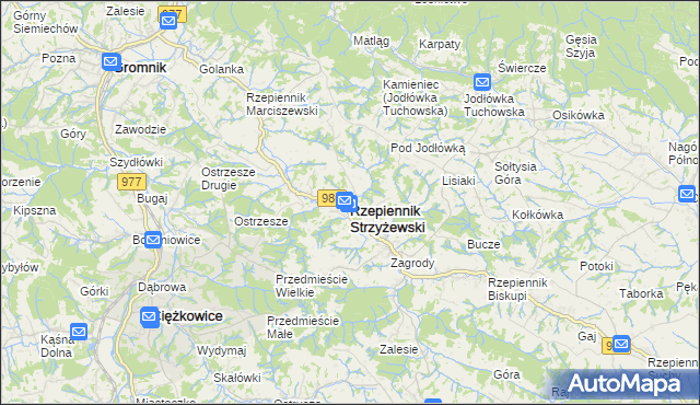 mapa Rzepiennik Strzyżewski, Rzepiennik Strzyżewski na mapie Targeo