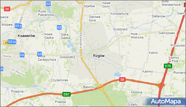 mapa Rzgów powiat łódzki wschodni, Rzgów powiat łódzki wschodni na mapie Targeo