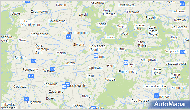 mapa Sadek gmina Jodłownik, Sadek gmina Jodłownik na mapie Targeo