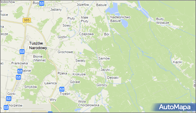 mapa Sarnów gmina Tuszów Narodowy, Sarnów gmina Tuszów Narodowy na mapie Targeo
