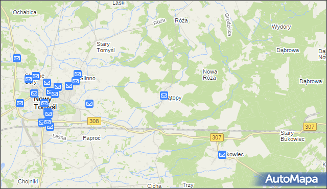 mapa Sątopy gmina Nowy Tomyśl, Sątopy gmina Nowy Tomyśl na mapie Targeo