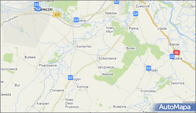 mapa Ściborowice, Ściborowice na mapie Targeo