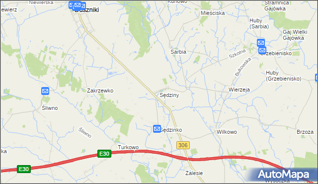 mapa Sędziny, Sędziny na mapie Targeo