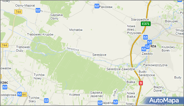 mapa Seredzice, Seredzice na mapie Targeo