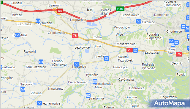 mapa Siedlec gmina Bochnia, Siedlec gmina Bochnia na mapie Targeo