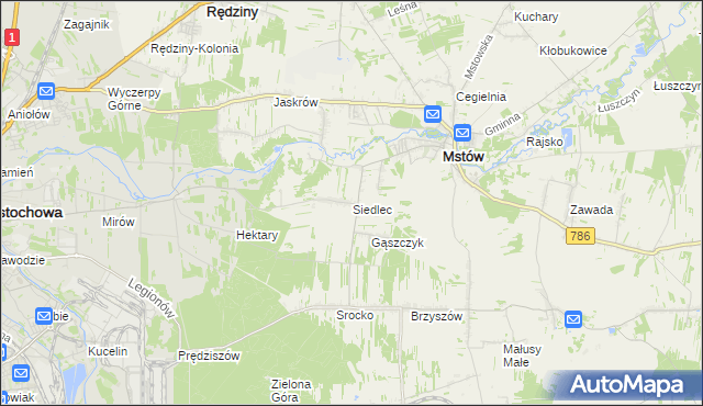 mapa Siedlec gmina Mstów, Siedlec gmina Mstów na mapie Targeo