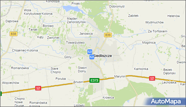 mapa Siedliszcze powiat chełmski, Siedliszcze powiat chełmski na mapie Targeo