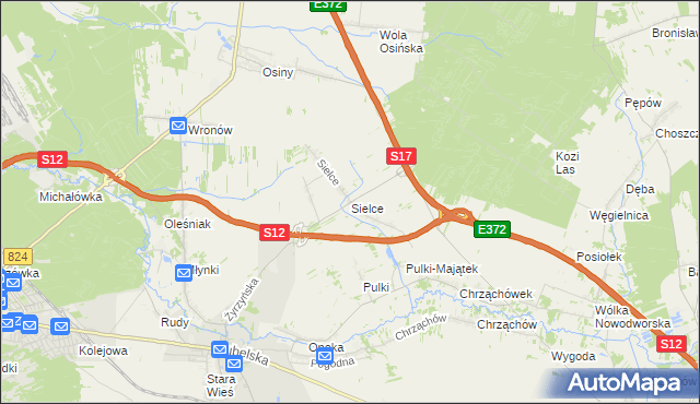 mapa Sielce gmina Końskowola, Sielce gmina Końskowola na mapie Targeo