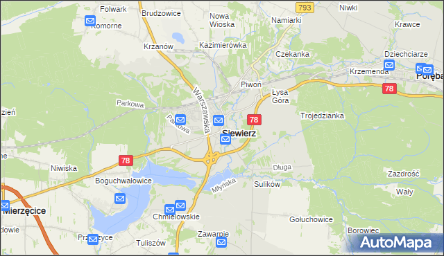 mapa Siewierz, Siewierz na mapie Targeo