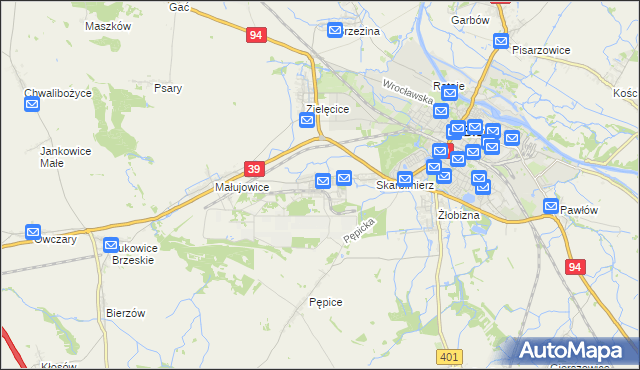 mapa Skarbimierz-Osiedle, Skarbimierz-Osiedle na mapie Targeo