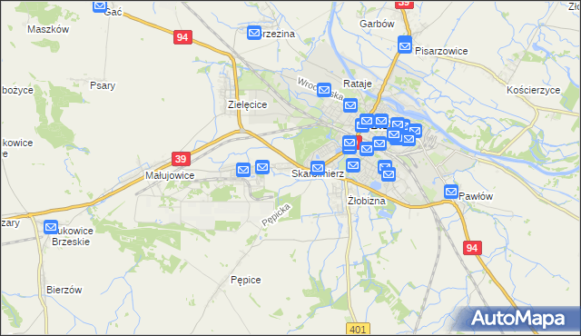mapa Skarbimierz powiat brzeski, Skarbimierz powiat brzeski na mapie Targeo