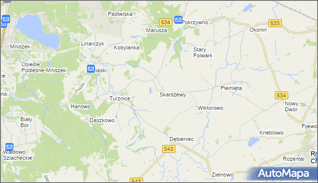 mapa Skarszewy gmina Grudziądz, Skarszewy gmina Grudziądz na mapie Targeo