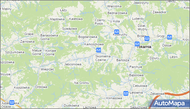 mapa Skomielna Czarna, Skomielna Czarna na mapie Targeo