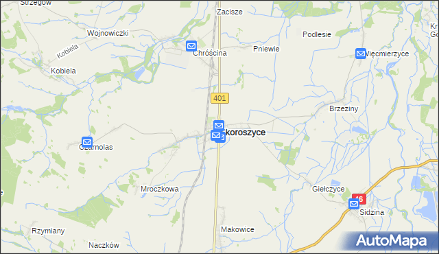 mapa Skoroszyce, Skoroszyce na mapie Targeo