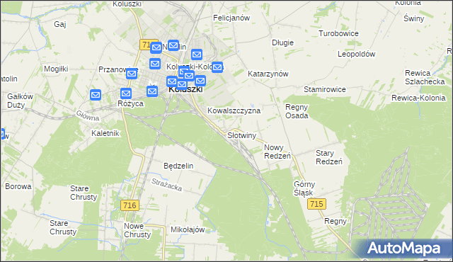 mapa Słotwiny gmina Koluszki, Słotwiny gmina Koluszki na mapie Targeo