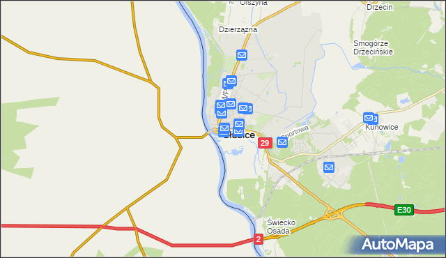 mapa Słubice, Słubice na mapie Targeo