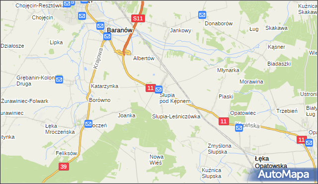 mapa Słupia pod Kępnem, Słupia pod Kępnem na mapie Targeo