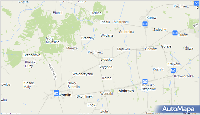 mapa Słupsko gmina Mokrsko, Słupsko gmina Mokrsko na mapie Targeo