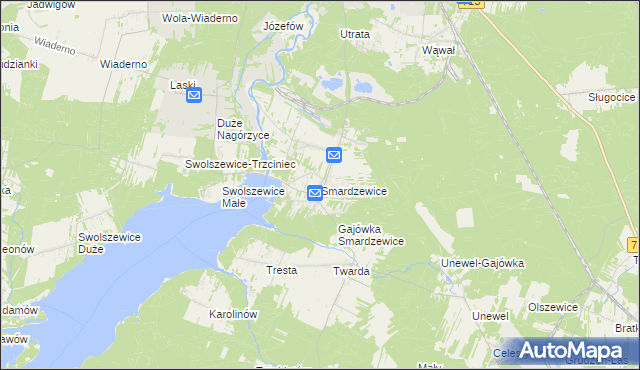 mapa Smardzewice, Smardzewice na mapie Targeo
