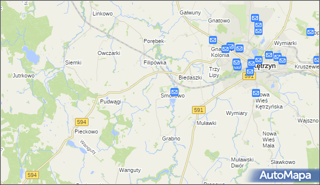 mapa Smokowo gmina Kętrzyn, Smokowo gmina Kętrzyn na mapie Targeo