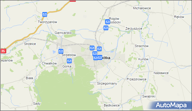 mapa Sobótka powiat wrocławski, Sobótka powiat wrocławski na mapie Targeo