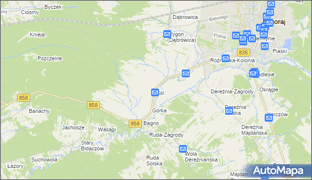 mapa Sól gmina Biłgoraj, Sól gmina Biłgoraj na mapie Targeo