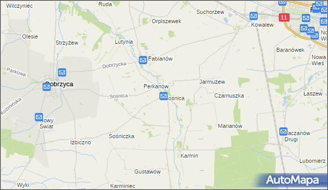 mapa Sośnica gmina Dobrzyca, Sośnica gmina Dobrzyca na mapie Targeo